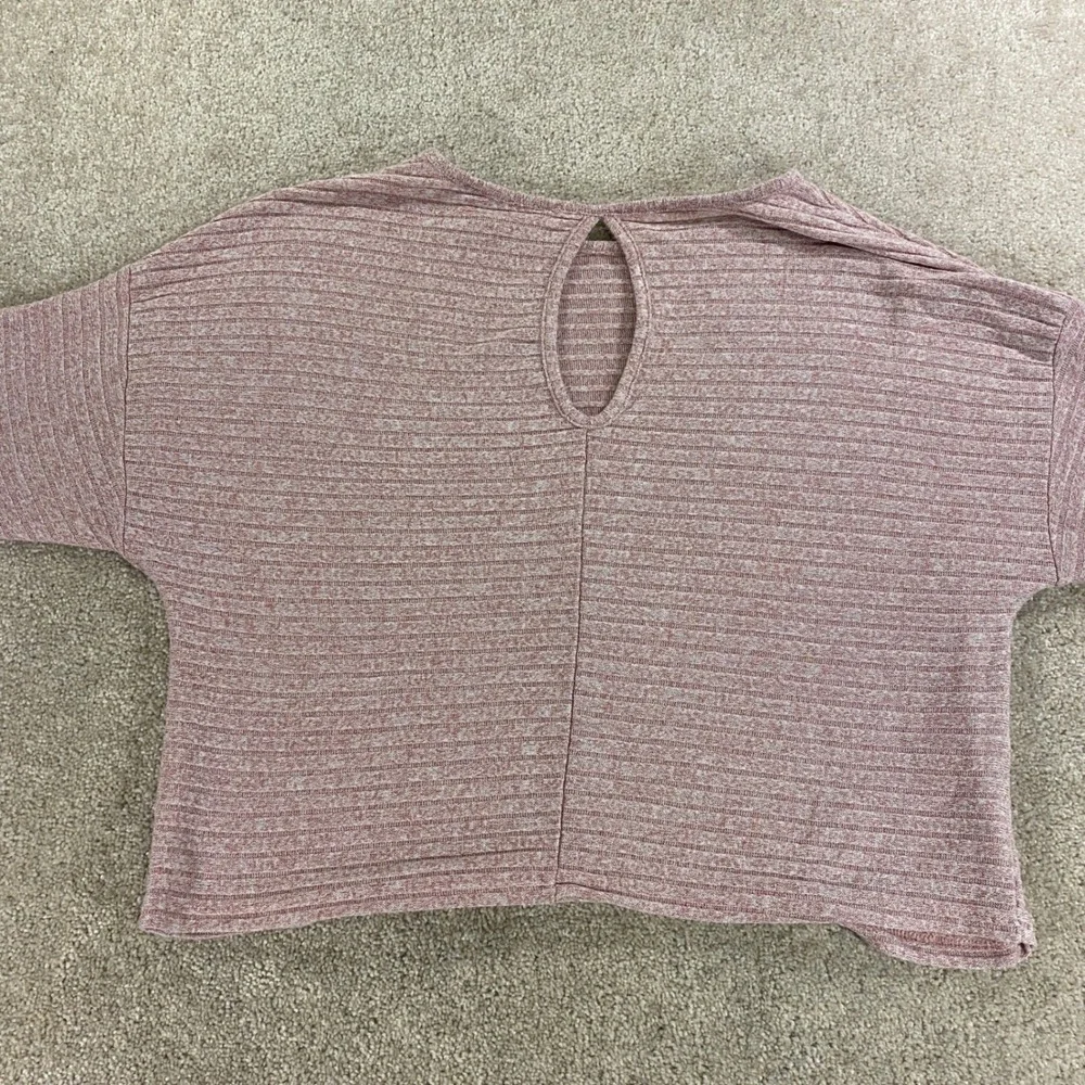 Forever 21 Knit Top Womens Small Pink Ribbed Keyhole Back Drop Shoulder